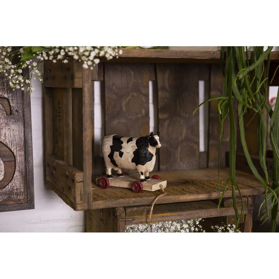 Figurine Cow on Wheels 14 x 7 x 12cm White Polyresin - Image 2