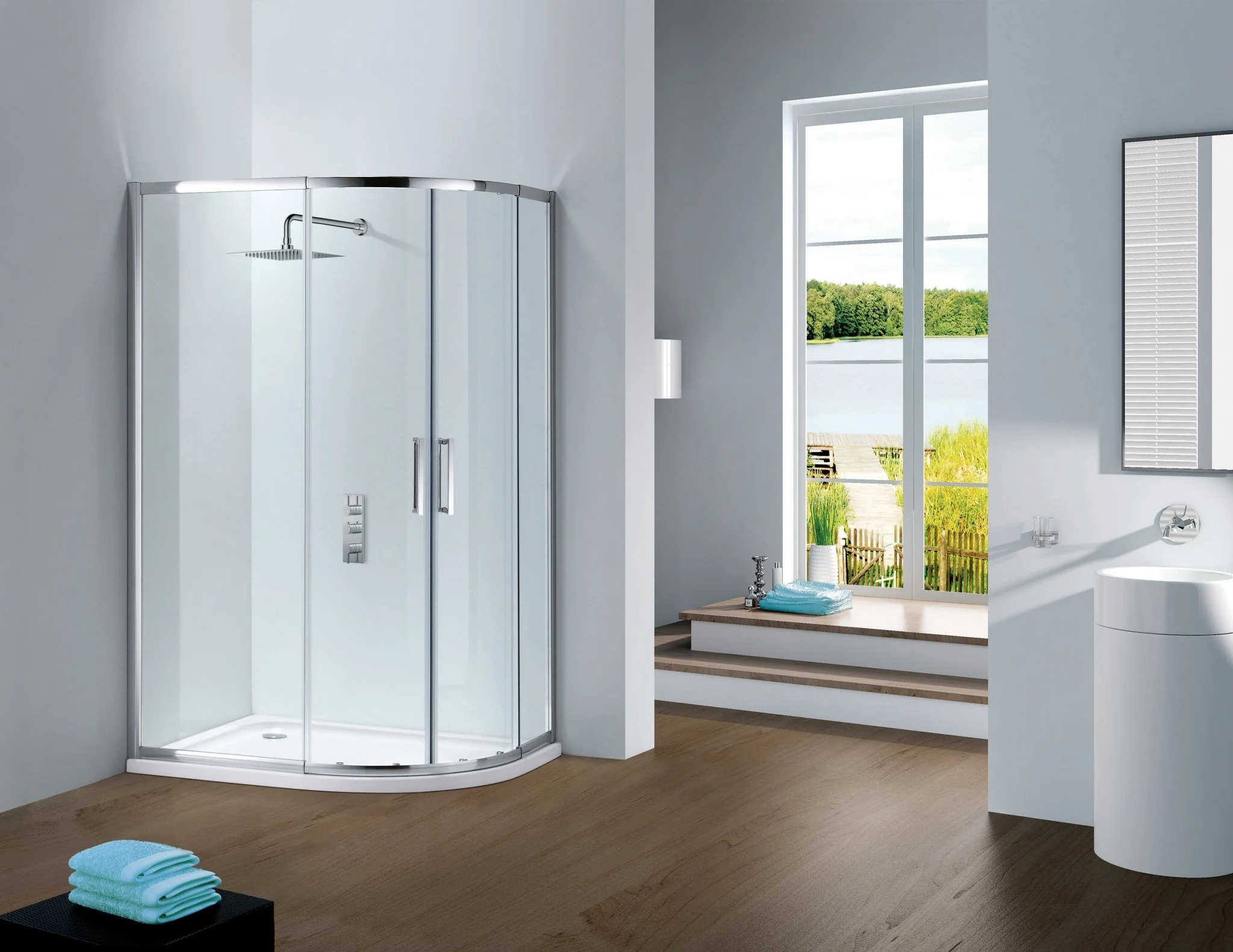 Flair Slimline CapellaOffset Curved Quadrant 800 x 900mm