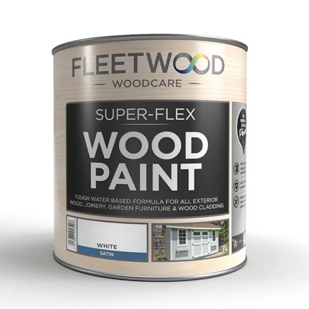 Fleetwood Super-Flex Opaque Wood Paint 5L Litre - White Satin