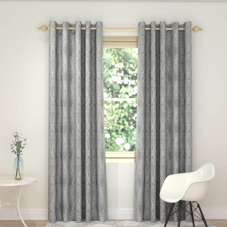 Fleur Des Lys 90" x 90” Lined Eyelet Curtains Natural