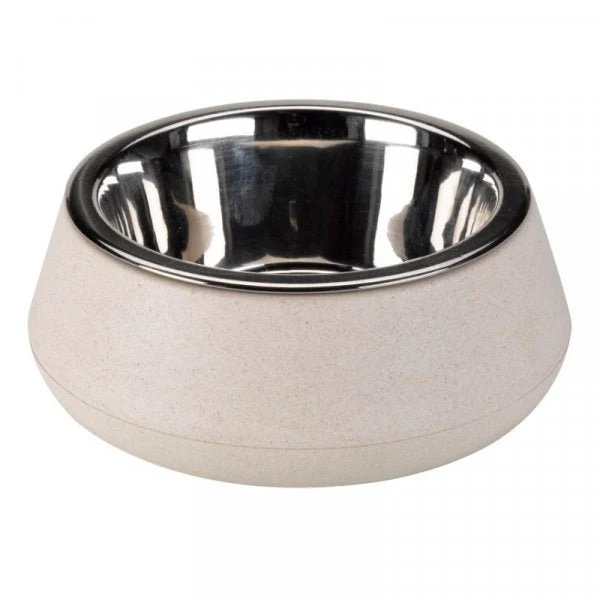 FloorGrip Bamboo & SS Bowl - 14cm - Stone