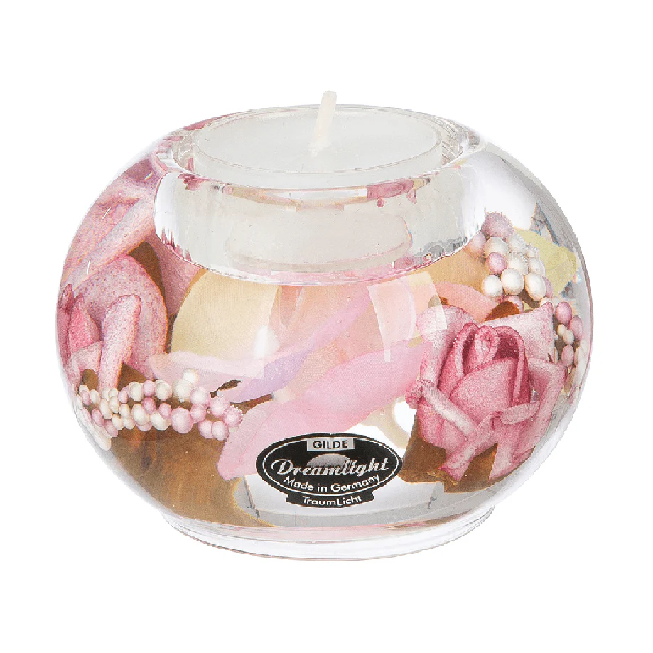 Flower Inlay Mercur Glass Tealight Holder 8cm