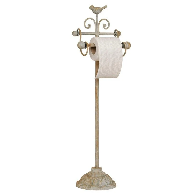 Free-standing Toilet Paper Holder 22 x 10 x 69cm Beige Iron Bird