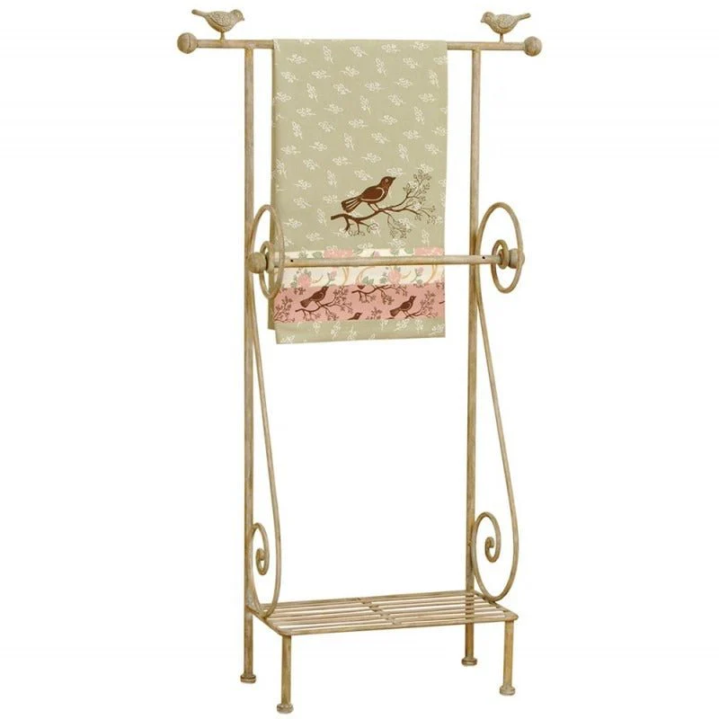 Free-standing Towel Rack 55 x 18 x 97cm Beige Brown Iron Bird