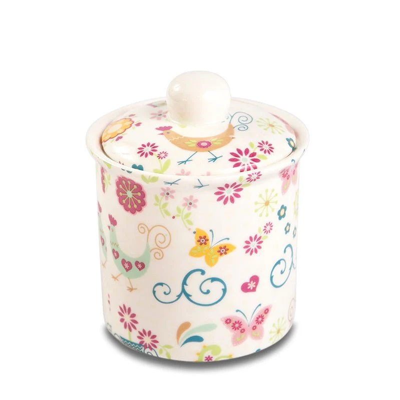 Funky Hen Covered Sugar Bowl