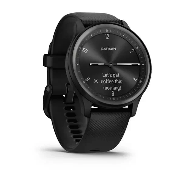 Garmin Vivomove Sport Fitness Tracker - Black Case and Silicone Band - Image 3