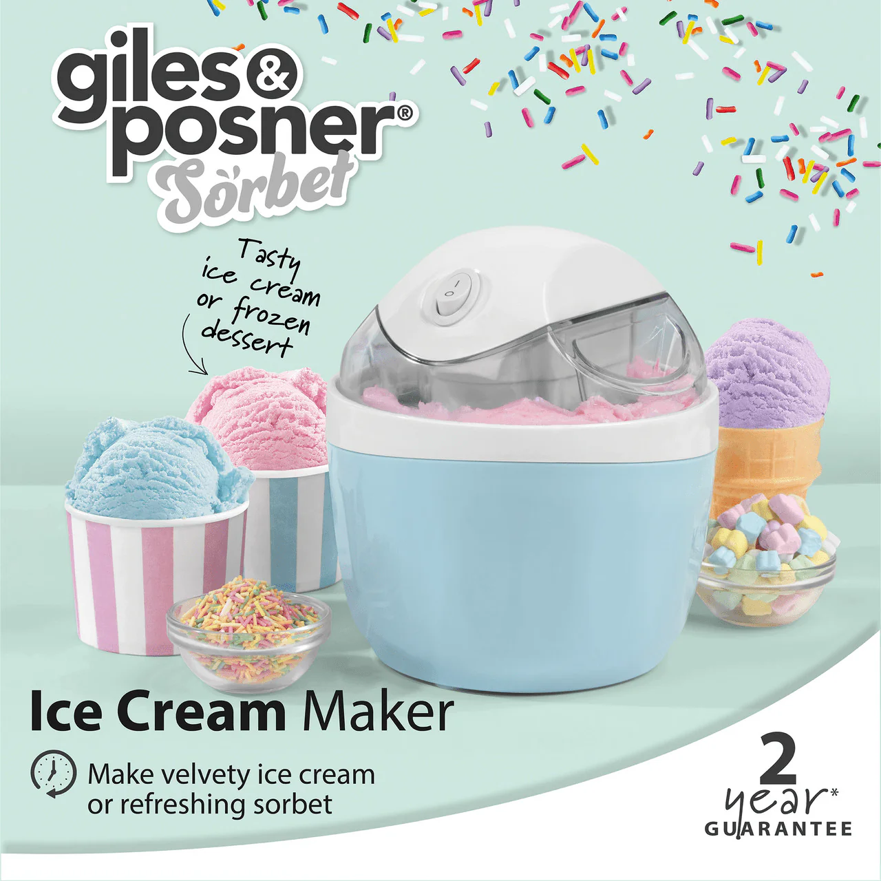 Giles & Posner Blue Sorbet Pastel Electric Ice Cream Maker - Image 12