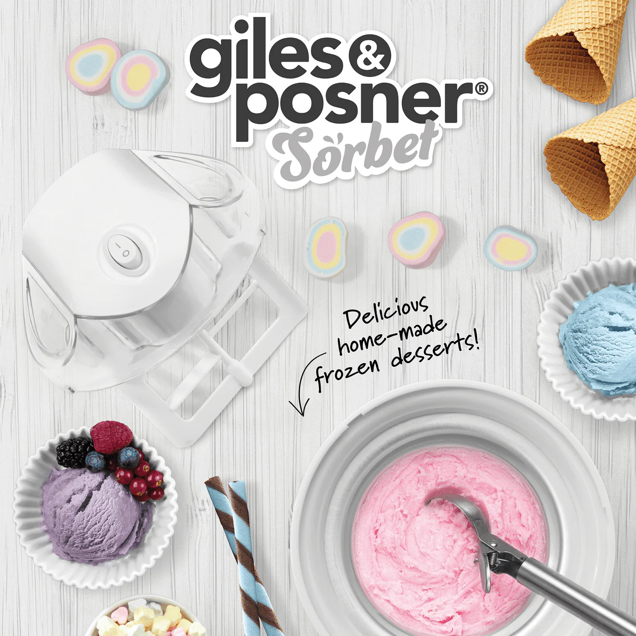 Giles & Posner Blue Sorbet Pastel Electric Ice Cream Maker - Image 7