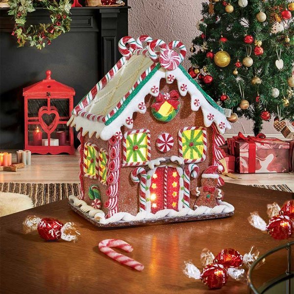 Gingerbread Candy Chalet 25 x 20 cm Battery Operated