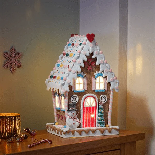Gingerbread Frosty Candy Lodge 34cm