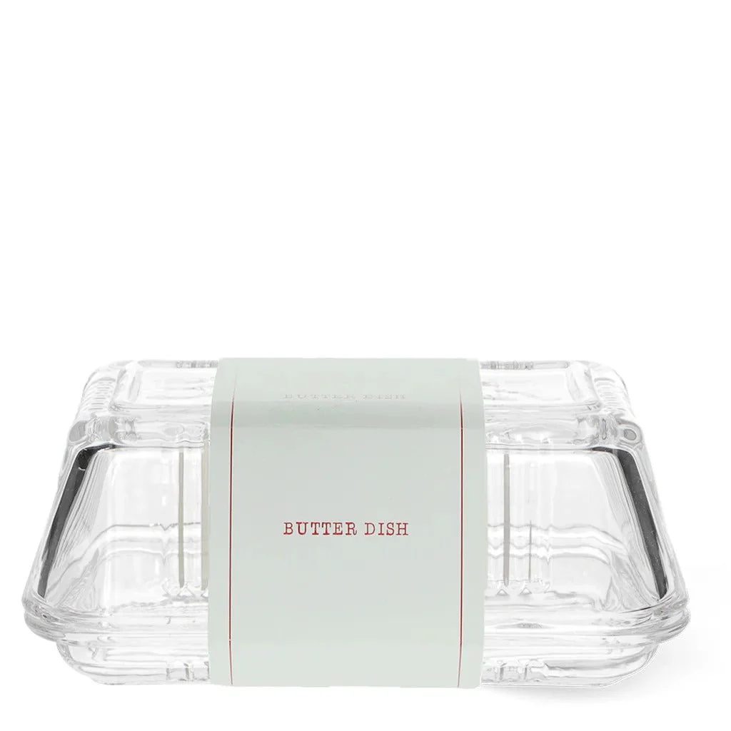 Glass Butter Dish – Retro Ribbed Design (250g Capacity)