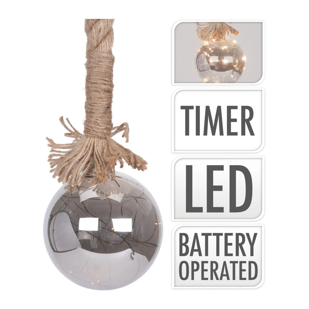 Glass Rope Bauble with 10 LED Lights