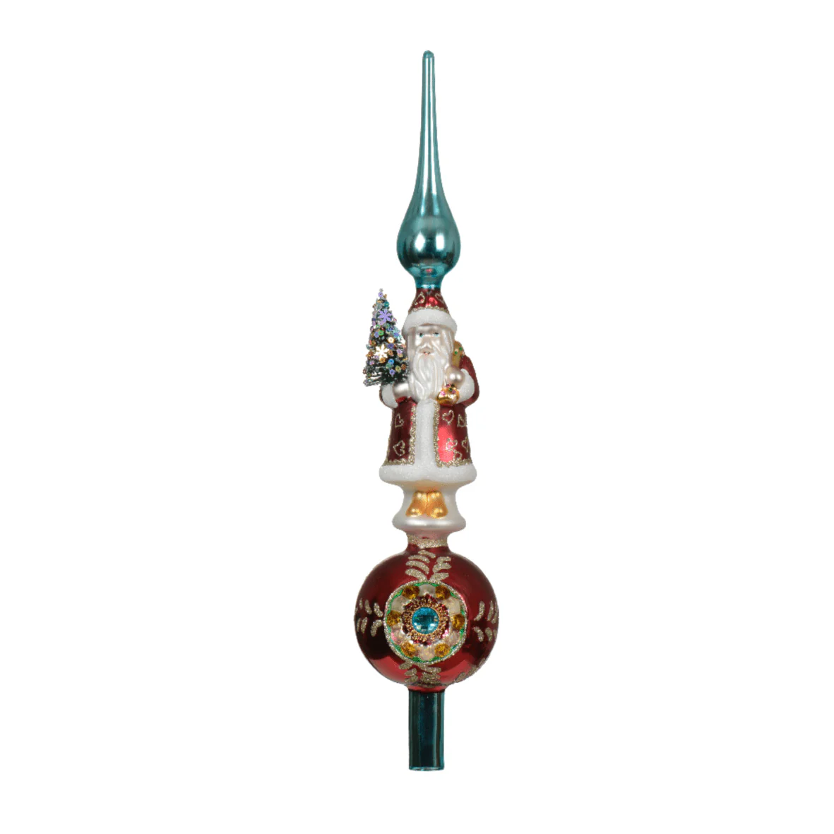 Glass Tree Topper 'Santa and Bauble'