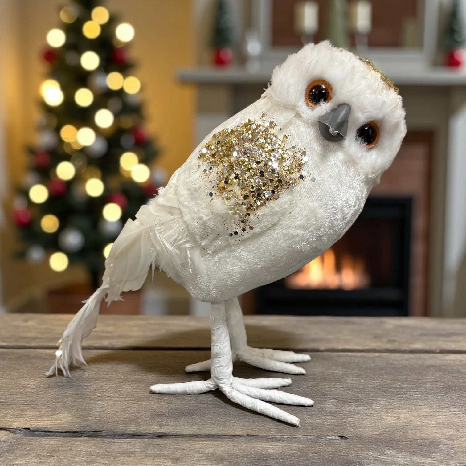 Glitzy Owl – Festive Glittered Decoration (22cm)