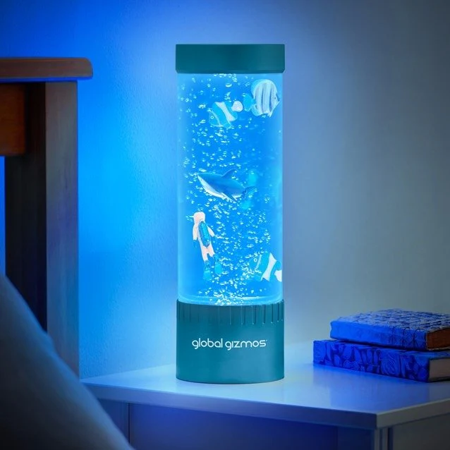 Global Gizmos 32cm Scuba Diver Bubble Lamp - Metallic Blue