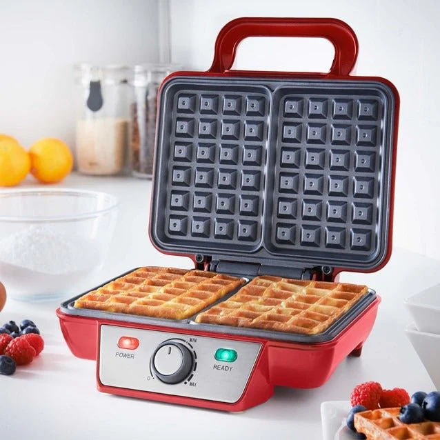 Global Gizmos Dual Waffle Maker – Red - Image 2