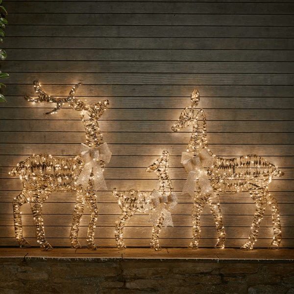 GoldTwist Deer Family - Set of 3, Low Voltage