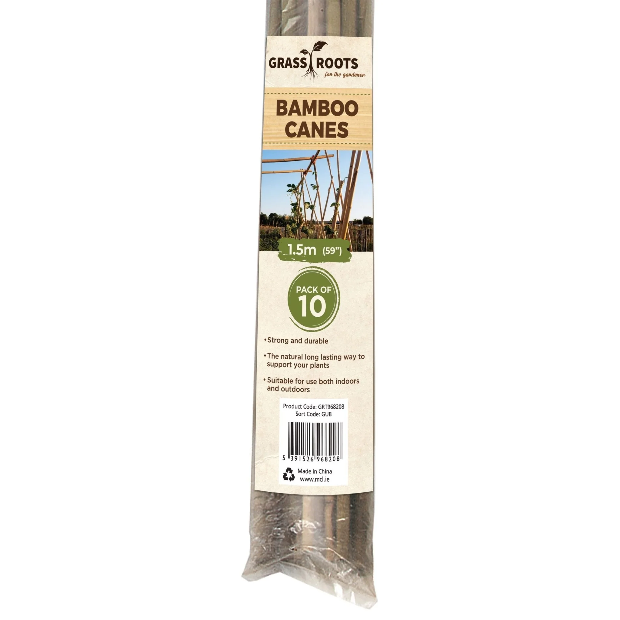Grass Roots 1.5m Natural Bamboo Canes Pack of 10