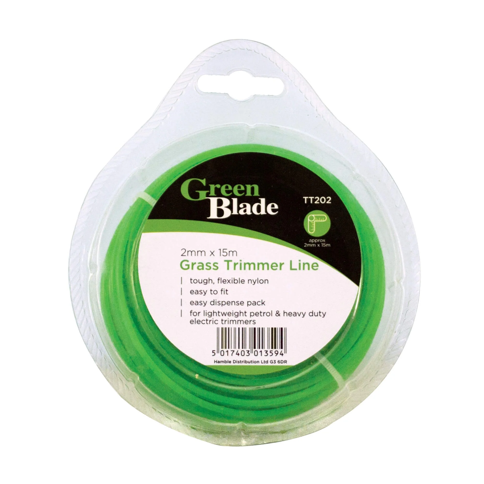 Green Blade 15m x 2mm Strimmer Trimmer Round Nylon