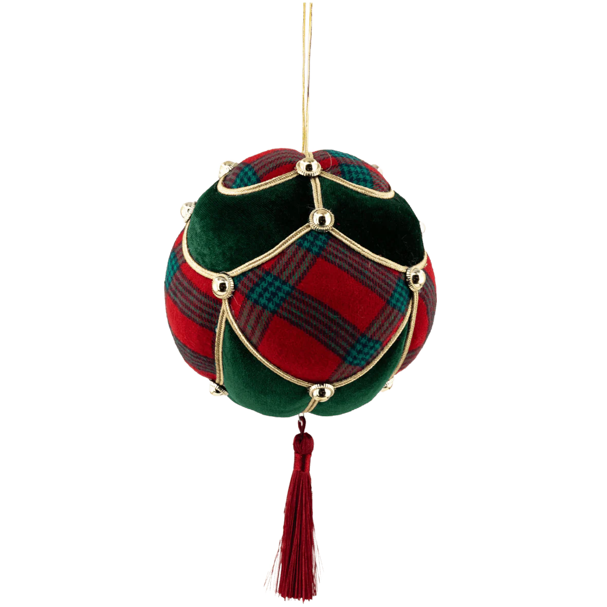 Green Velvet Hanging Christmas Ball 13 x 21cm