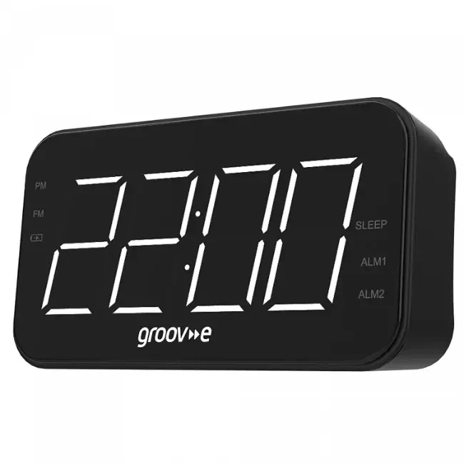 Groov-e Rechargeable Alarm Clock Radio Black