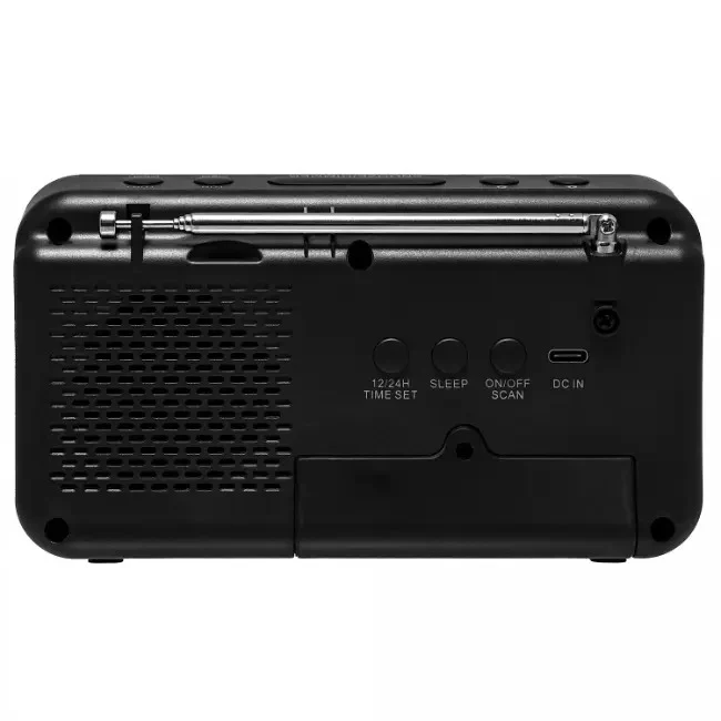 Groov-e Rechargeable Alarm Clock Radio Black - Image 2