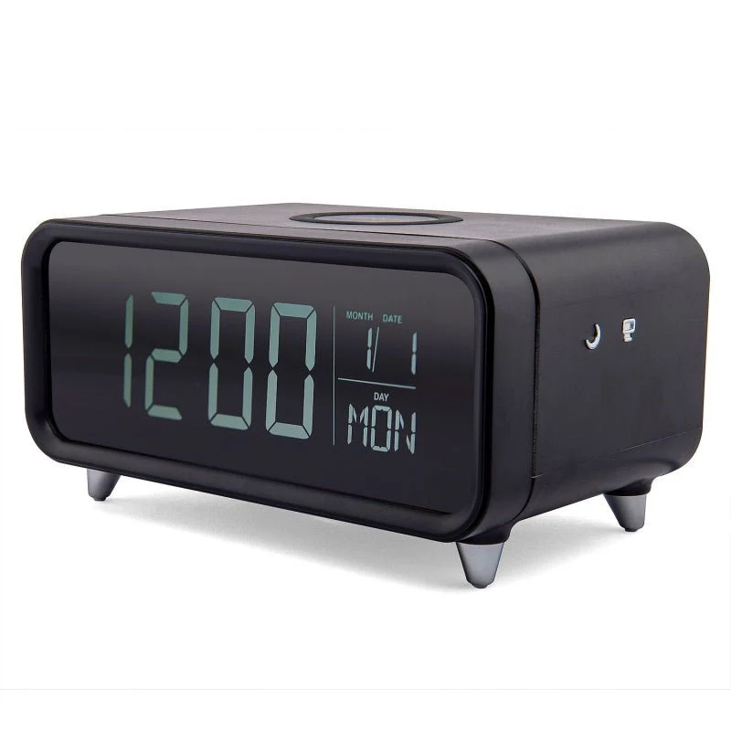 Groove Alarm Clock with Wireless Charging & Night Light Black - Image 2