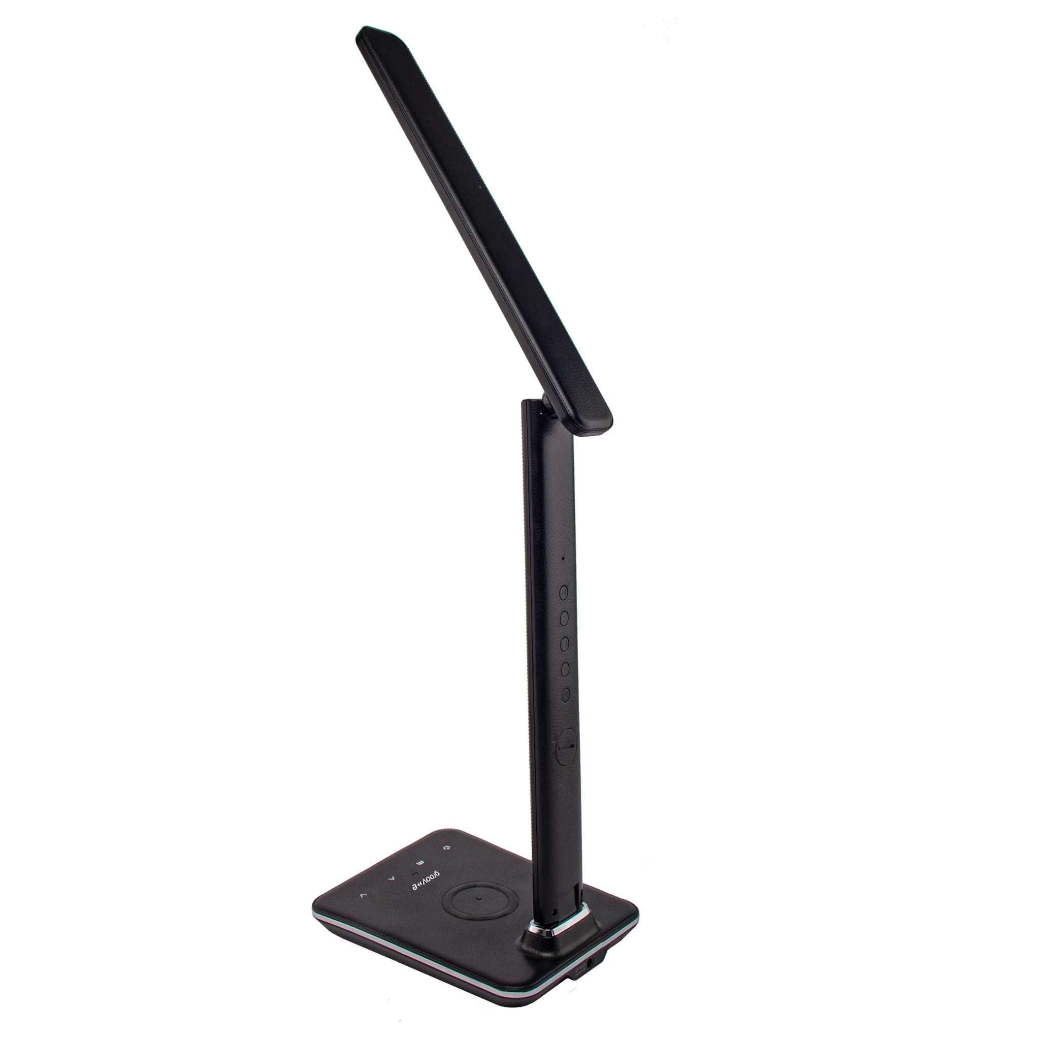 Groove-e LED Desk Lamp with Wireless Charging Pad & Clock Black - Image 3