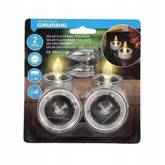 Grundig Solar Tealight 5 x 5.5cm – 2 Pieces