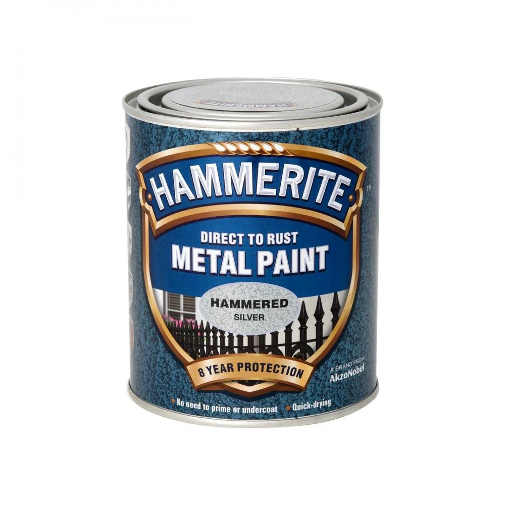 Hammerite Direct to Rust Hammered Finish Metal Paint  750ml Silver