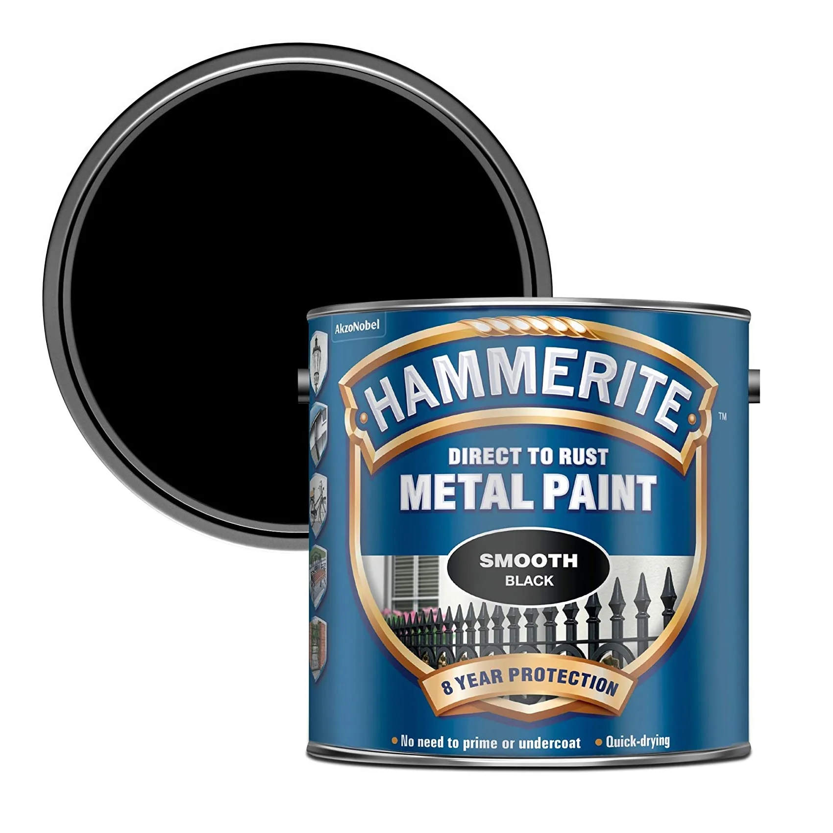 Hammerite Direct to Rust Smooth Finish Metal Paint 2.5ltr Black