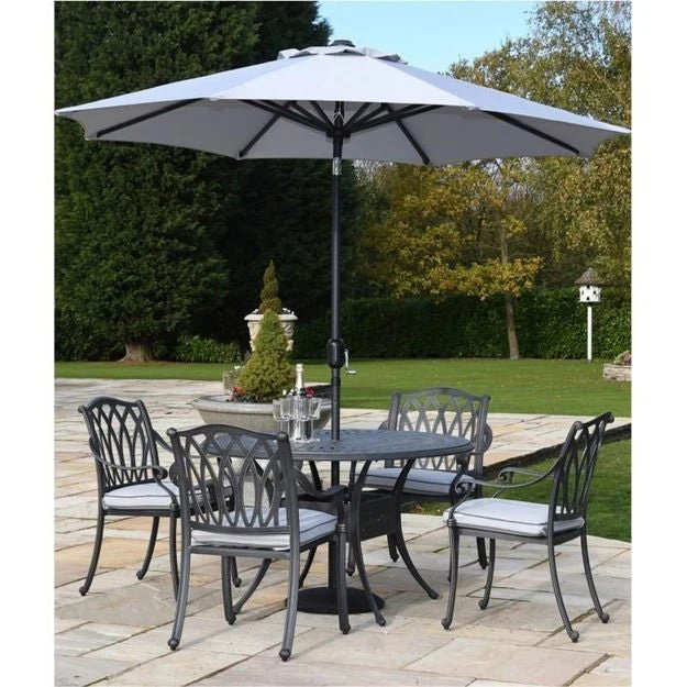Hartmann Florence Cast Aluminium 4 Seater Round Set - Antique Grey