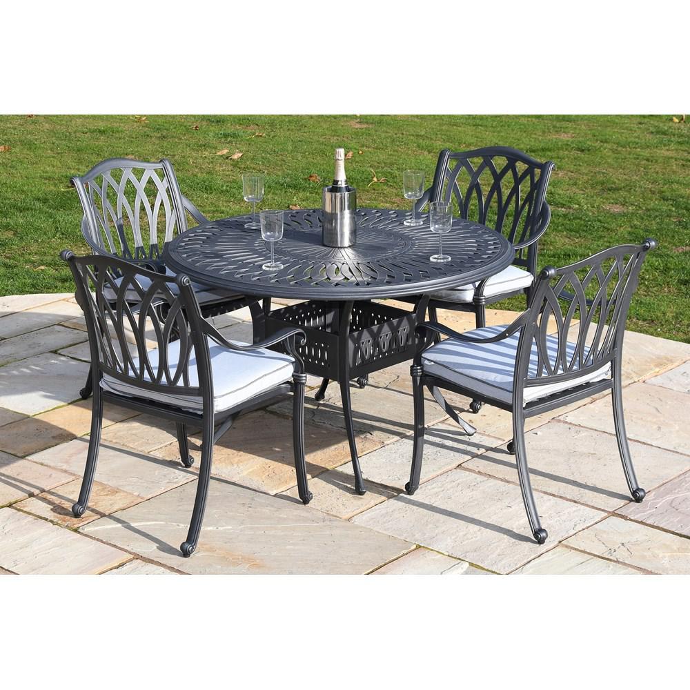Hartmann Florence Cast Aluminium 4 Seater Round Set - Antique Grey - Image 2