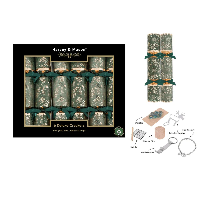 Harvey & Mason 6 Deluxe Green Foliage 13.5" Crackers