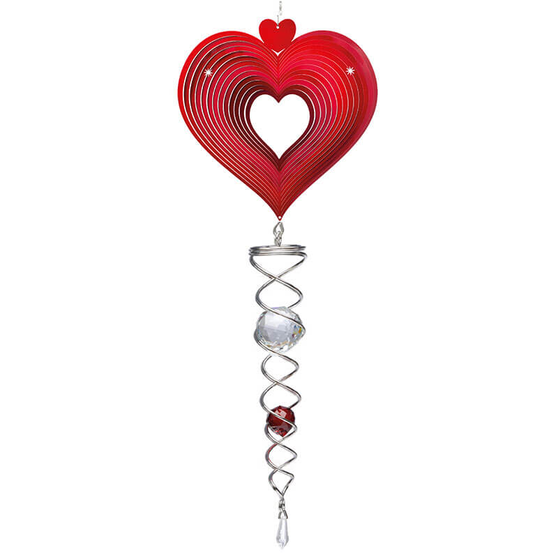 Heart Red Artist Crystal Tail Wind Spinner