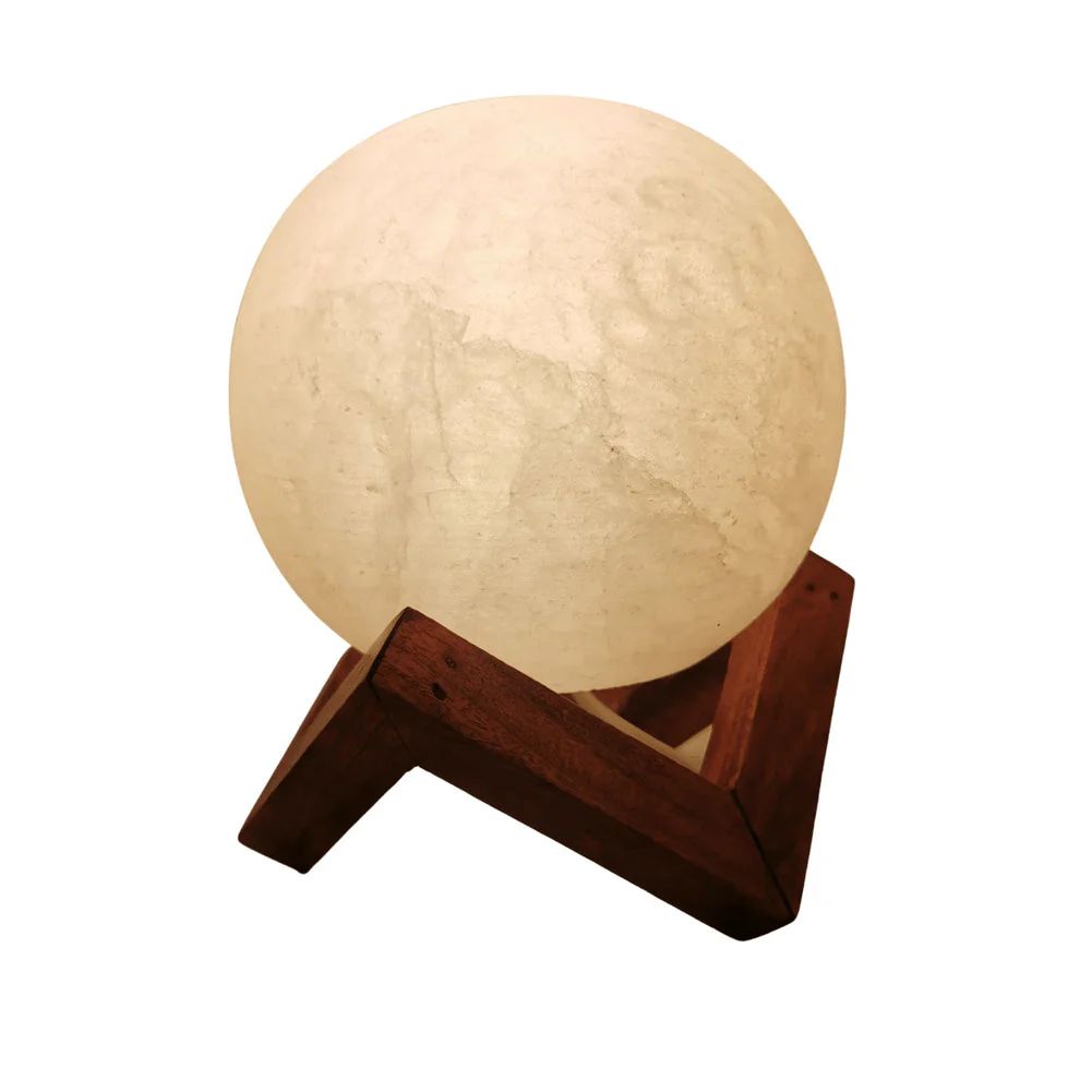 Heaven Spring Sphere White Salt Lamp on Wooden Base