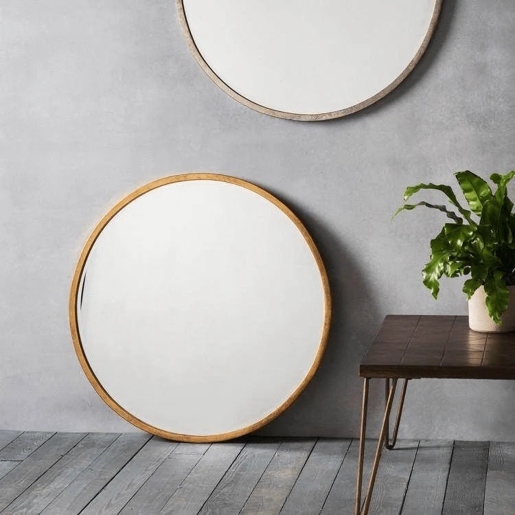 Higgins Round Mirror Antique Gold 80 x 80cm - Image 2