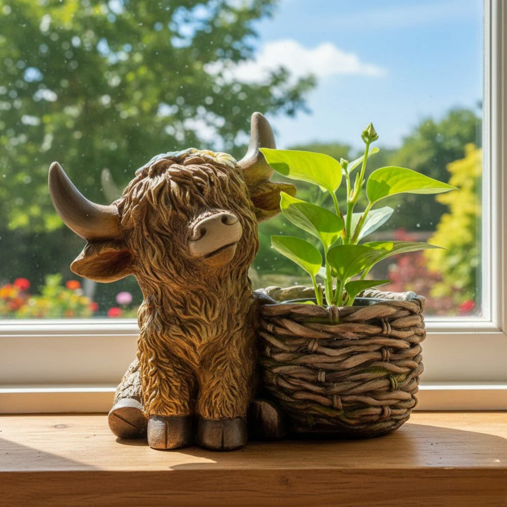 Highland Cow Planter 40 x 36cm - Image 2