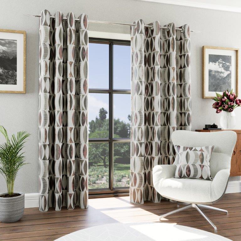Himalaya 90" x 72” Lined Eyelet Curtains Blossom
