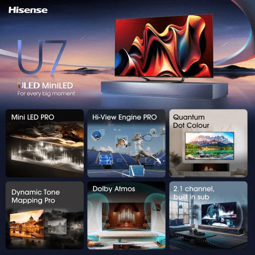 Hisense 55" U7 Mini Led Smart TV - Image 12