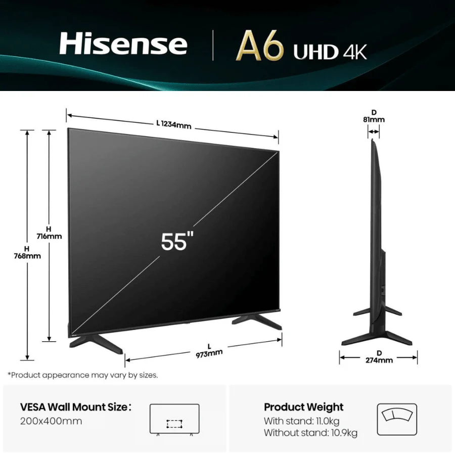 Hisense A6Q 55A61Q 55 Inch LED 4K HDR Smart TV - Image 2