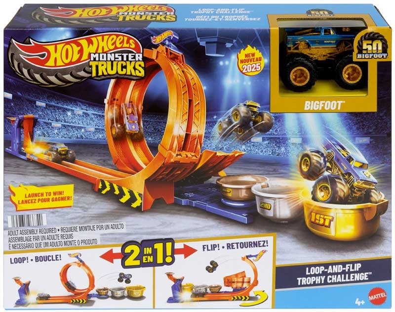 Hot Wheels Monster Trucks Loop & Flip Trophy Challenge -  Bigfoot 50Th