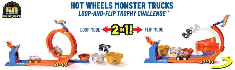 Hot Wheels Monster Trucks Loop & Flip Trophy Challenge -  Bigfoot 50Th - Image 4