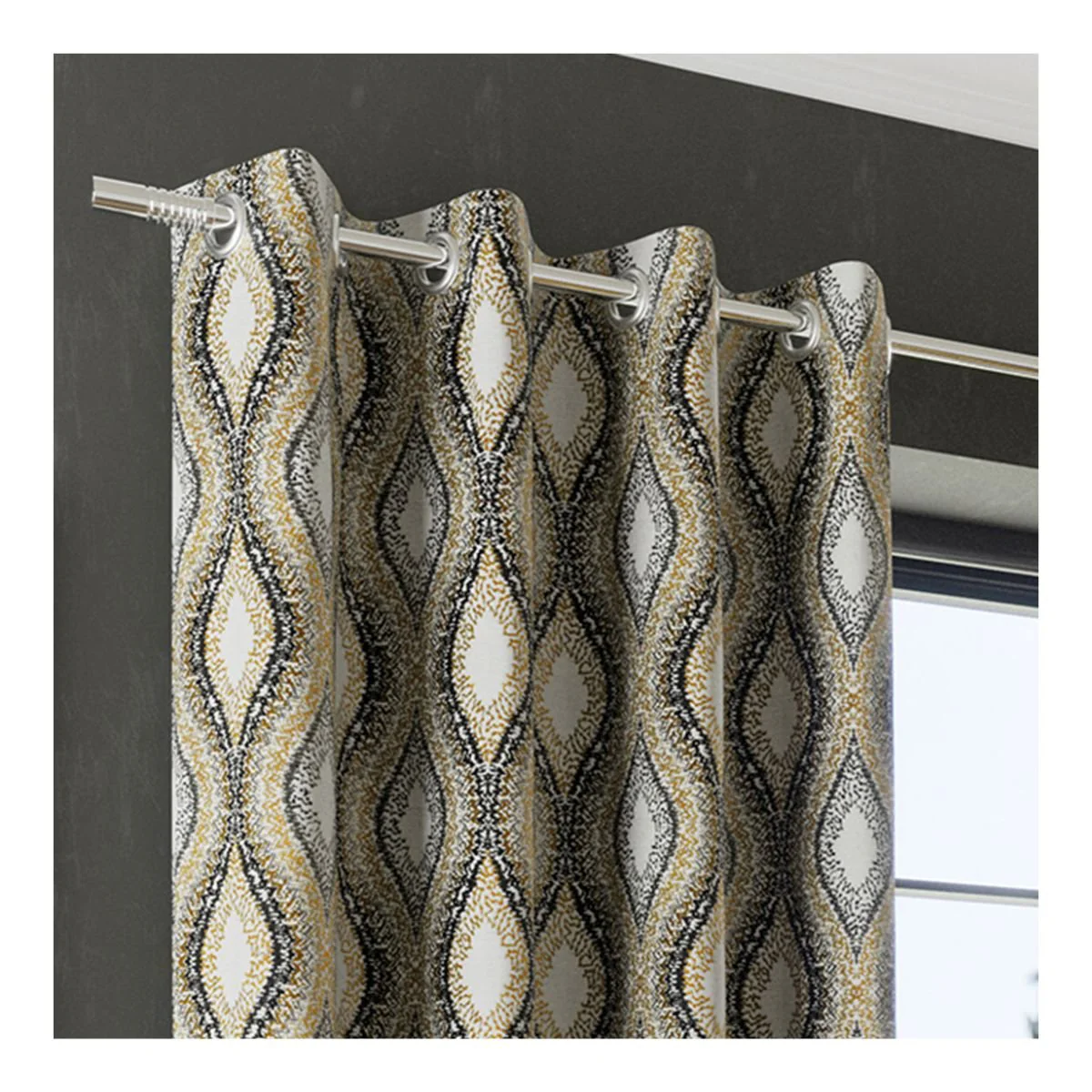 Inca Ochre Eyelet Curtains – E.A. Design (90" x 90") - Image 2