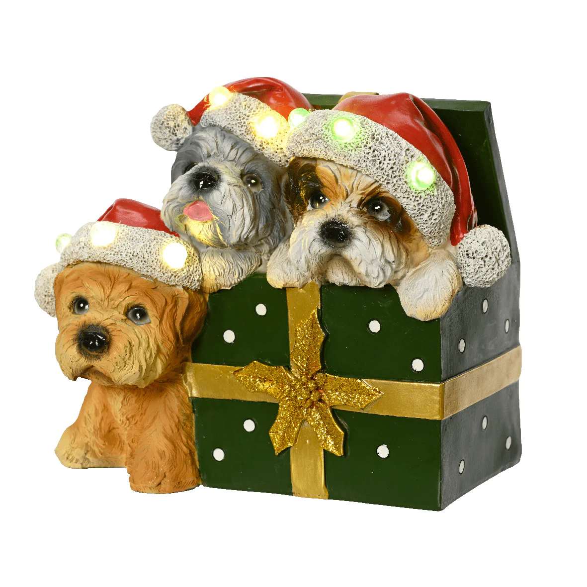 Indoor Battery Operated LED Dogs with Gift Polyresin Decoration 18cm - Image 2