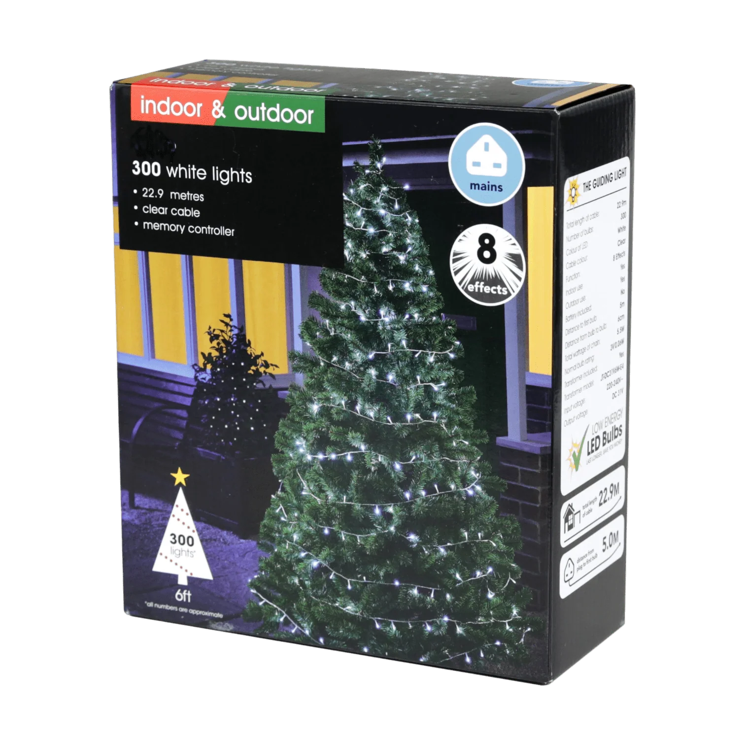 Indoor & Outdoor 300 White LED Christmas Lights