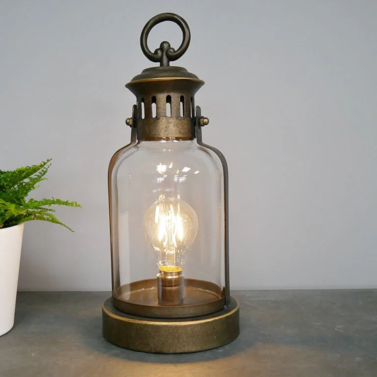 Industrial Style Battery Operated Lantern 34cm