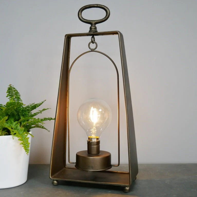 Industrial Style Battery Operated Lantern 41cm