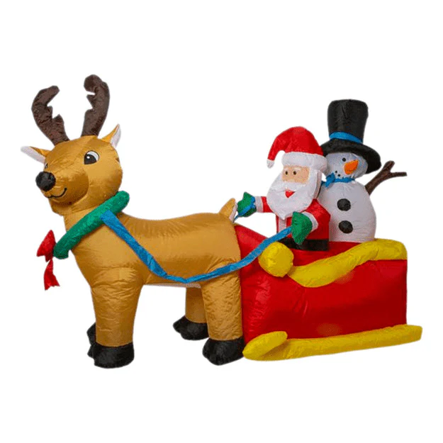 Inflatable Sleigh With Santa, Snowman & Reindeer 1.5m