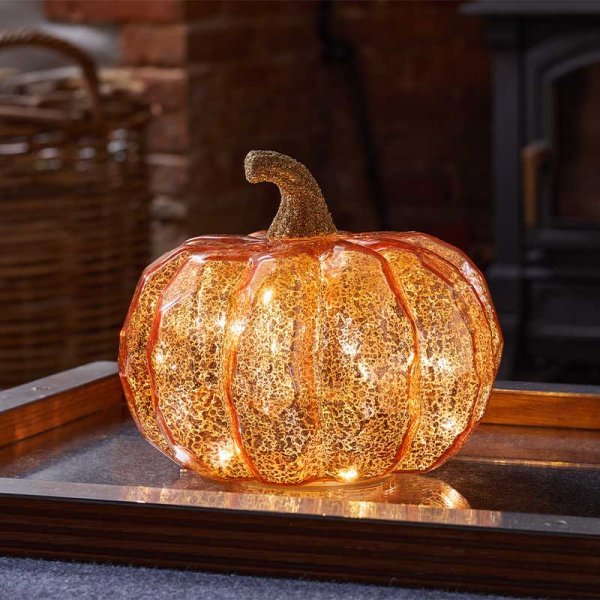 InLit Golden Pumpkin Glass with Auto Timer
